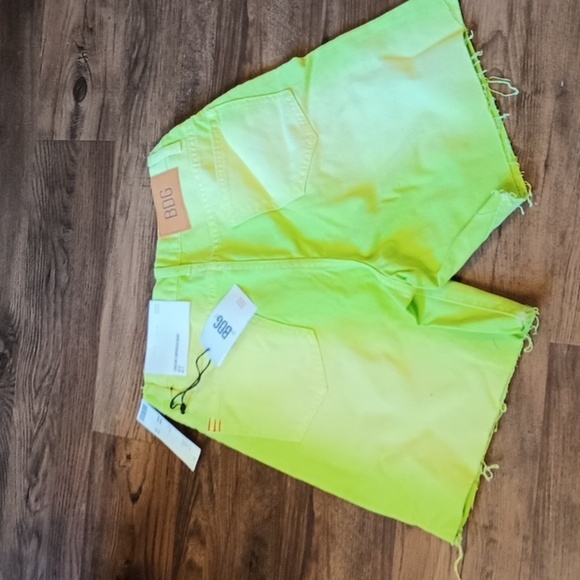 BDG Urban Outfitters Lime Green Striped Longline Carpenter Short BBB - Picture 3 of 4